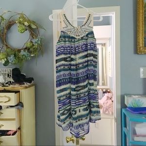 🆕 Xhilaration Blue & Green Striped Dress w/ Lace